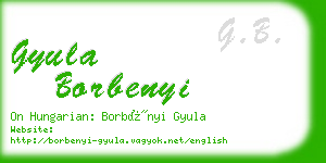 gyula borbenyi business card